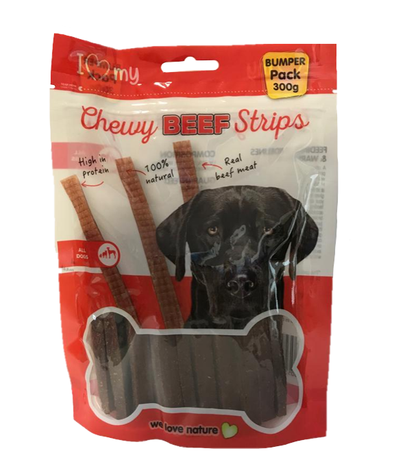 Pet Dog Chewy Beef Strips 300g Bumper Pack 76285 Parcel Rate