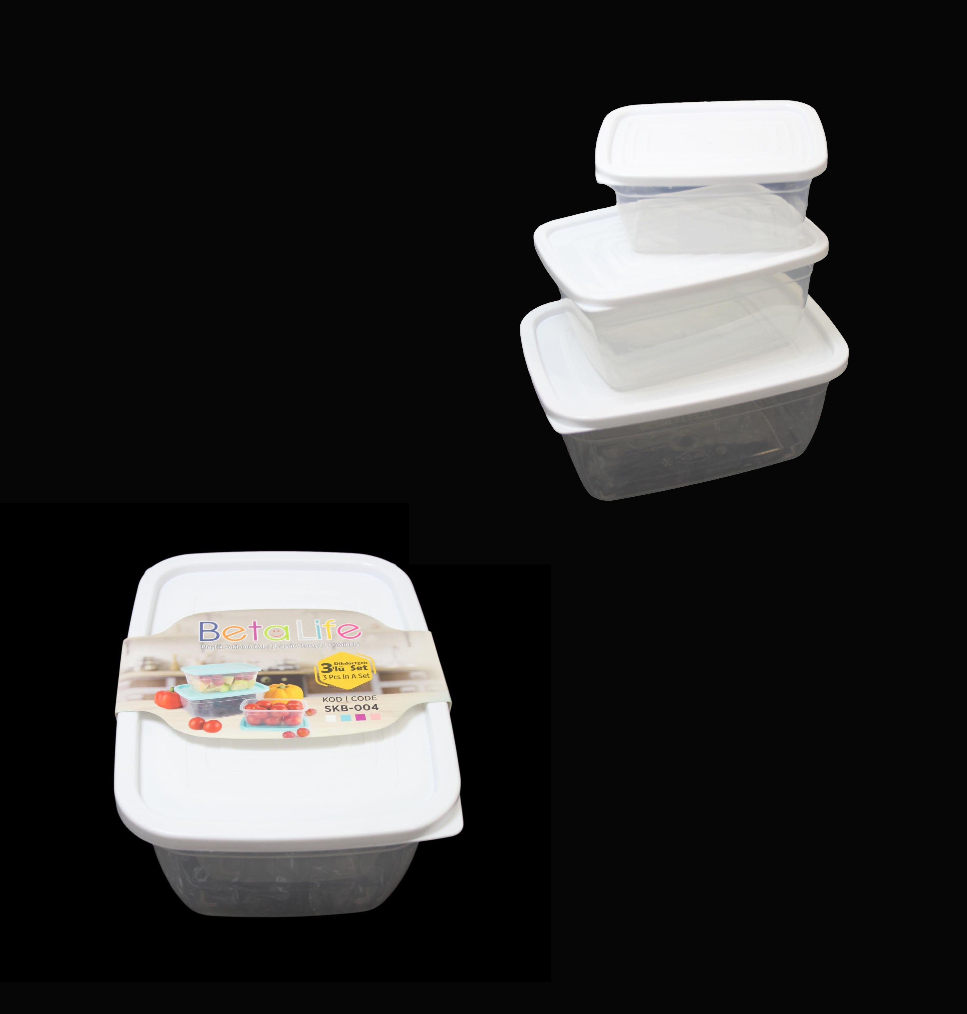 mm HOMESTORES 3 Pack Plastic Clear Storage Containers 0.6 / 1.0 / 1.5 Litre Assorted Colours SKB004 (Parcel Rate)