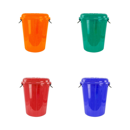 Plastic Eco Storage Drum Bin Bucket with 2 Side Handles 50L Assorted Colours 5006 (Big Parcel Rate)