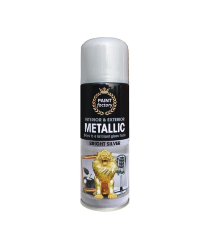 Paint Factory Metallic Interior & Exterior Spray Paint Bright Silver 200ml 7137 (Parcel Rate)