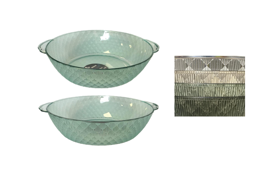 Round Diamond Patterned Fruit Serving Bowl with Handles 24 x 7 cm Assorted Colours 7615 (Parcel Rate)