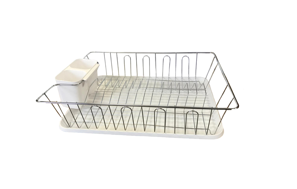 Plastic and Metal Dish Drainer Rack with Drip Tray 44 x 34.5 x 10 cm 7668 (Parcel Rate)