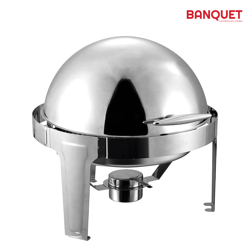 SQ Professional Banquet Chafing Dish with Roll Top Round Silver 6.5L 7754 (Big Parcel Rate)