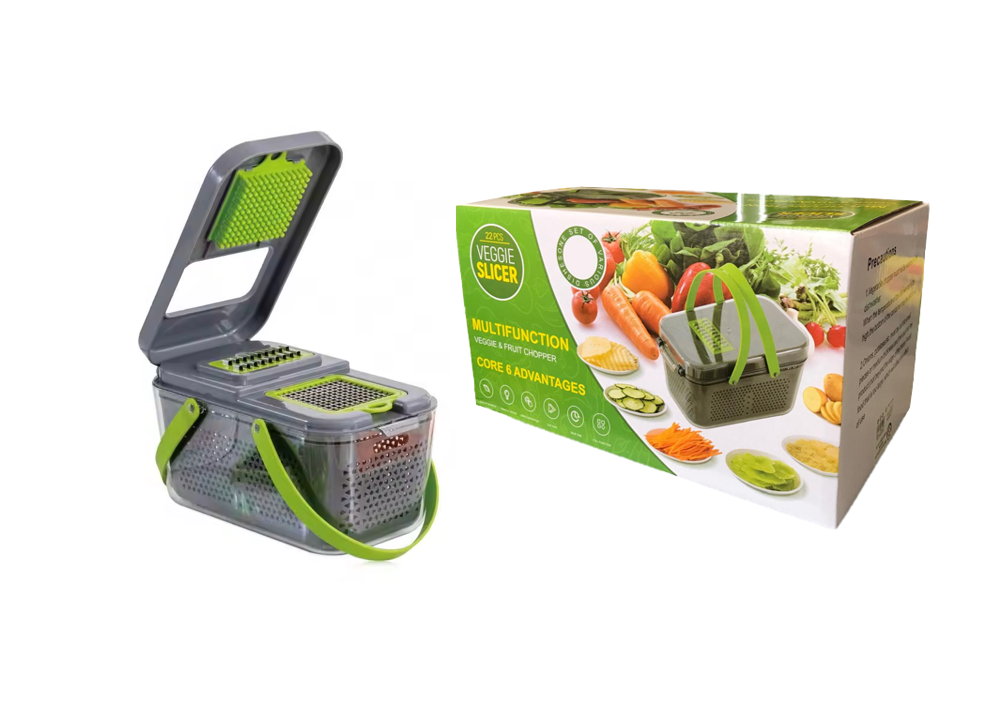 Plastic Multifunction Vegetable and Fruit Chopper Dicer Box 13.5 x 24 x 13 cm Set of 15  7798 (Parcel Rate)