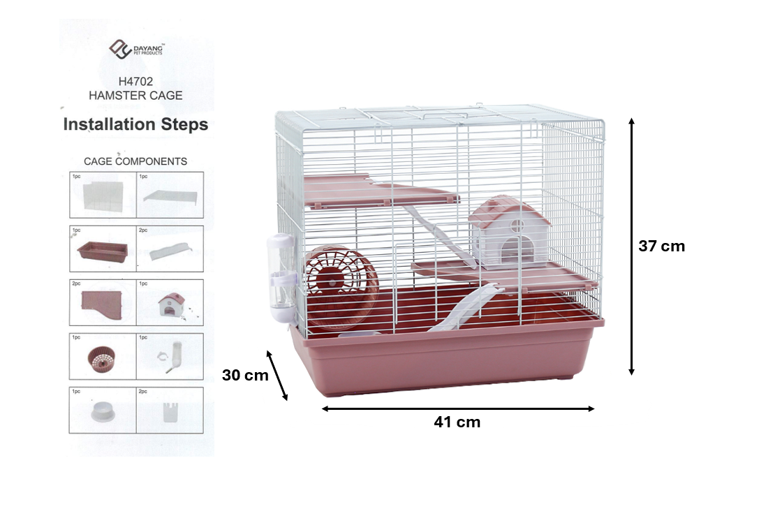 Dayang Pet Hamster Mouse Rodent Cage 37 x 41 x 30 cm Assorted Colours 7835 (Big Parcel Rate)