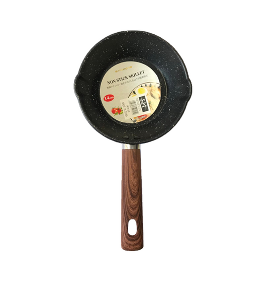 Non Stick Frying Pan with Wooden Print Handle 14cm Speckled Back DL9115 (Parcel Rate)