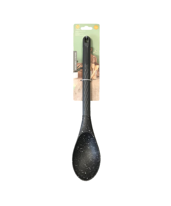 Plastic Cooking Spoon 8 x 35 cm  Speckled Black SG3004 (Parcel Rate)