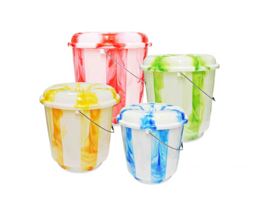 11 Litre Tie Dye Design Plastic Bucket with Lid Assorted Colours TS60989 (Big Parcel Rate)