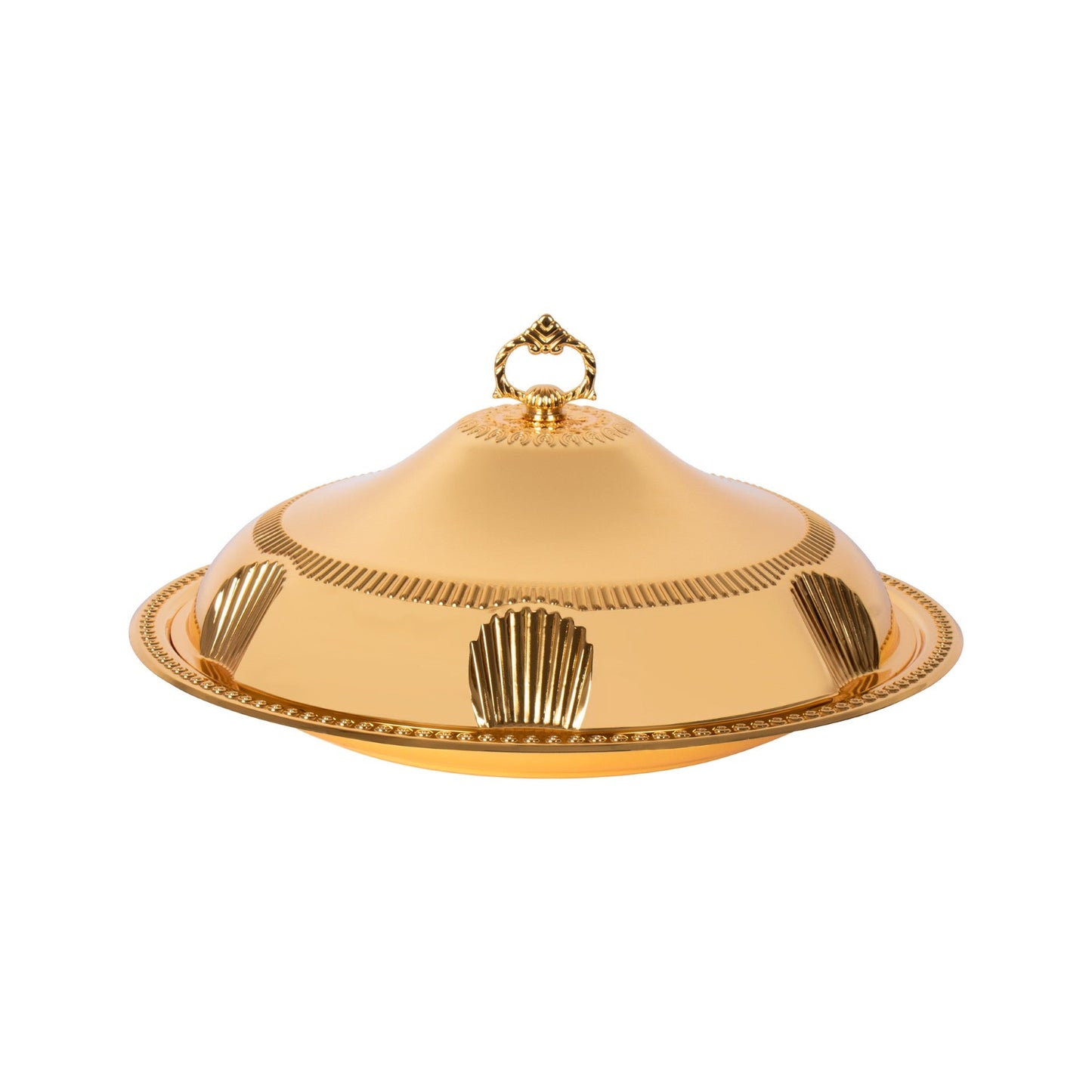 SQ Professional Durane Ornate Party Food Serving Cloche with Tray Gold 58328XLFG 48 x 48 x 12.5 cm Round 11204 (Big Parcel Rate)