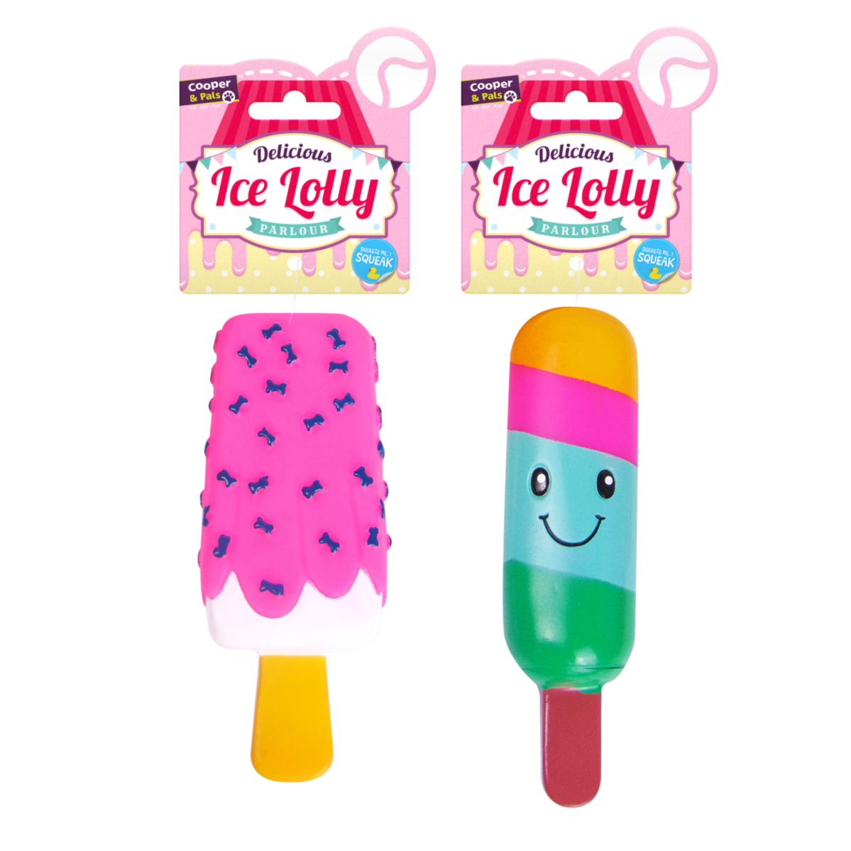 Multicolour Ice Lolly Squeaky Dog Toys Assorted Designs 318826 (Parcel Rate)