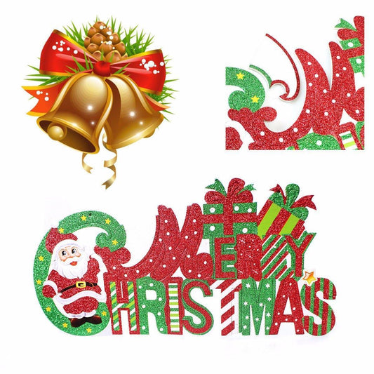 Merry Christmas Cardboard Sign with Glitter 43 x 23 cm Assorted Designs 4628 (Parcel Rate)