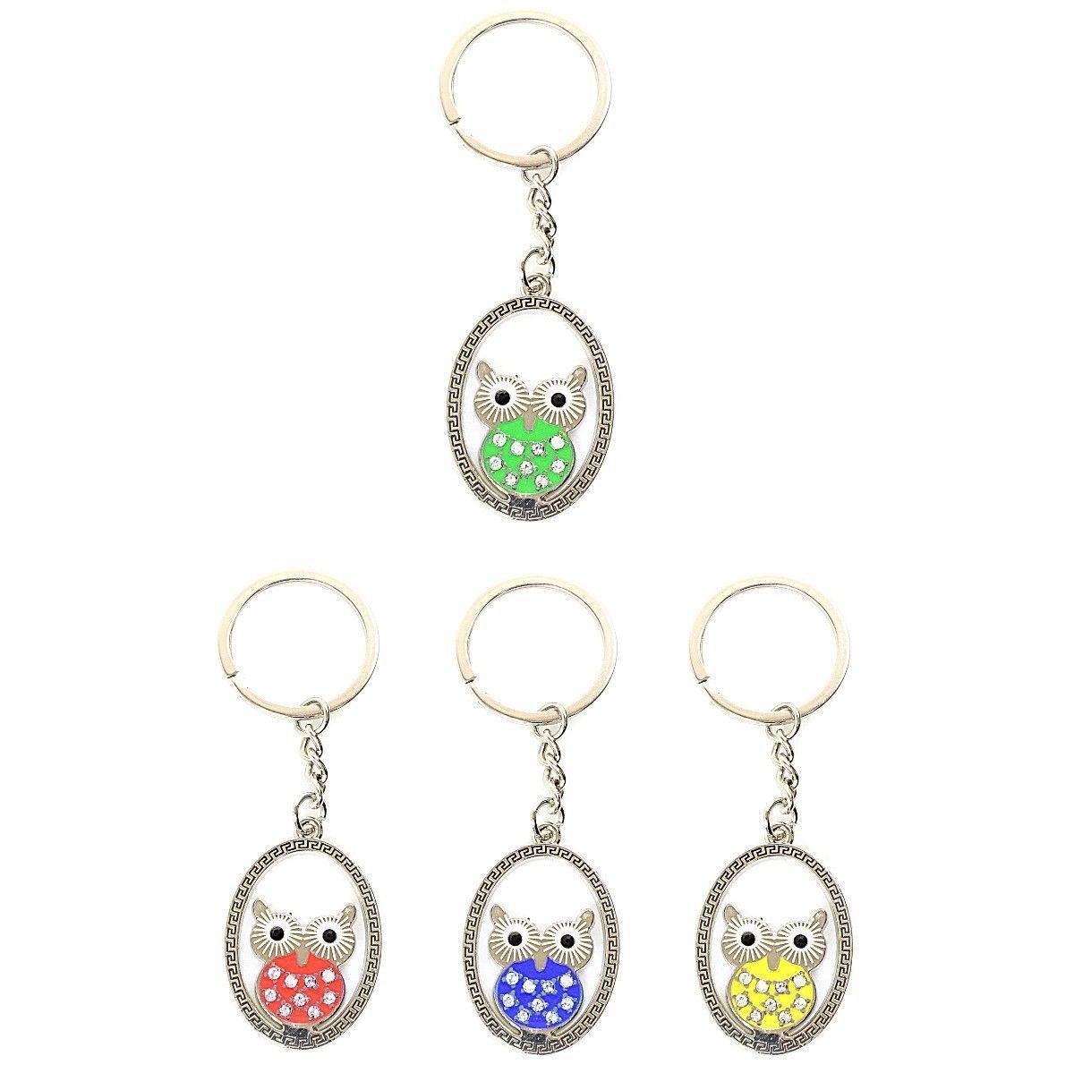 Metal Owl Shaped Keyring Keychain 4 cm Assorted Colours 8080 (Large Letter Rate)