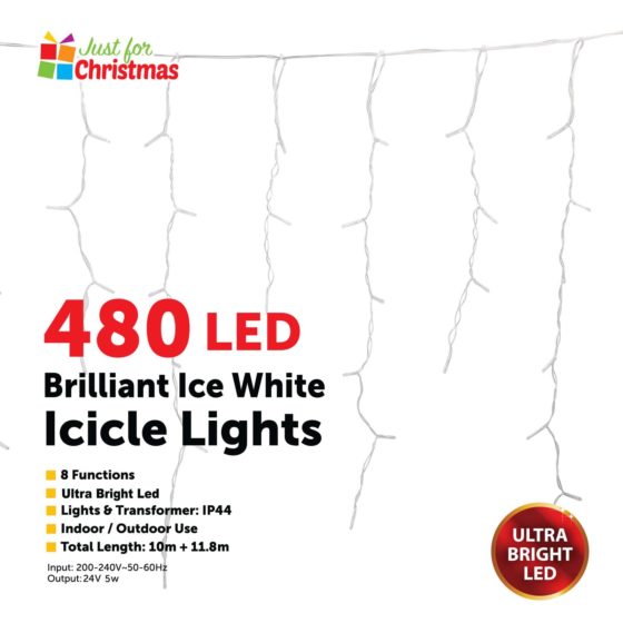 480LED Brilliant Ice White Icicle Lights 6046 (Parcel Rate)