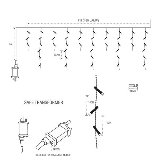 480LED Brilliant Ice White Icicle Lights 6046 (Parcel Rate)