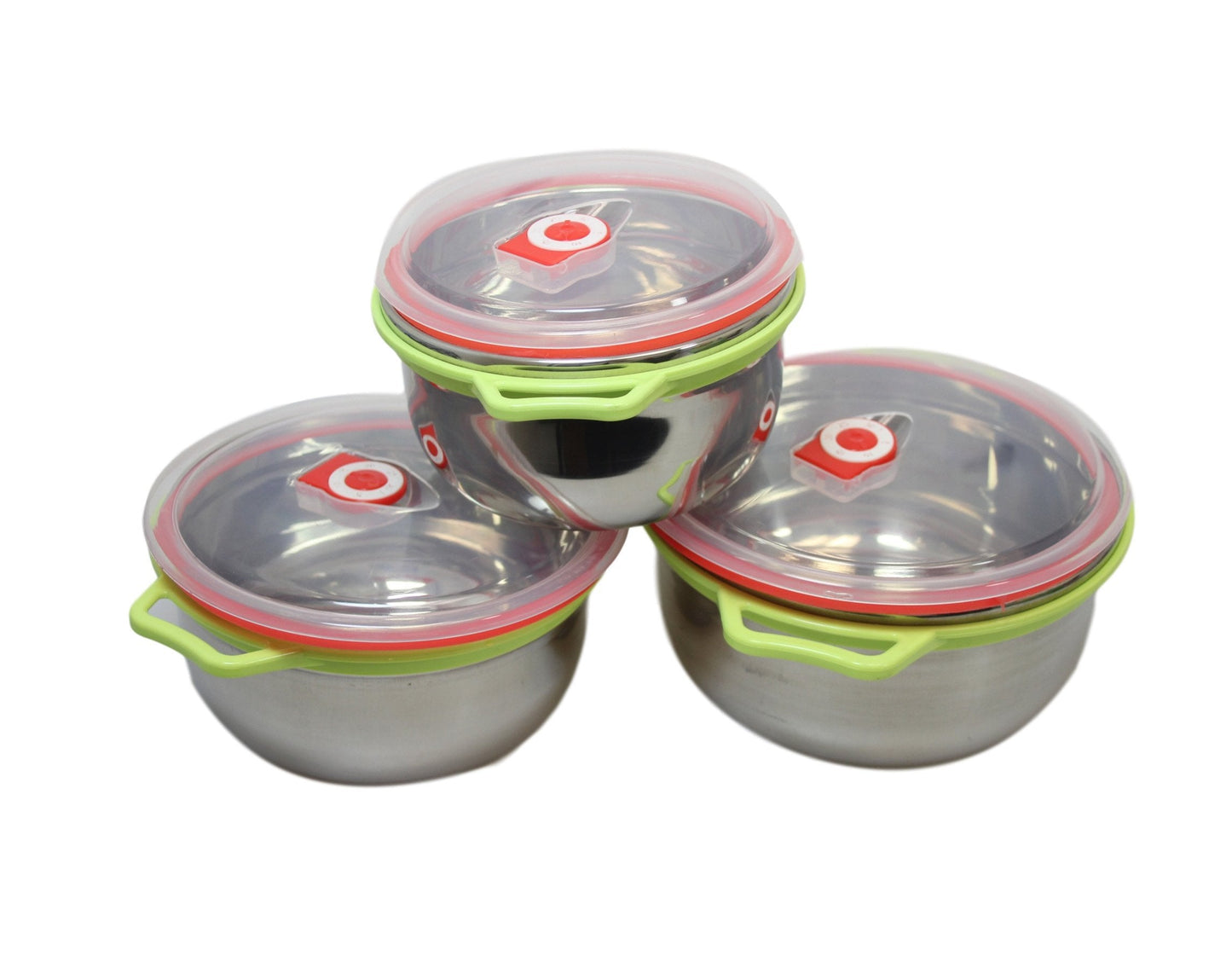 Stainless Steel 3 Pack Kitchen Bowl Set With Plastic Clear Lid Multipurpose Use  6107 (Parcel Rate)