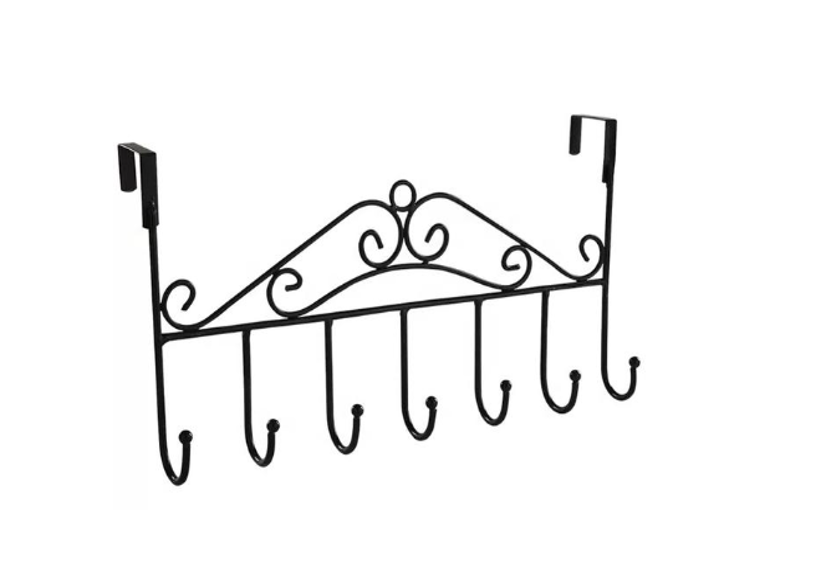 Metal Coat Hook Door Hanger Rack Black 40 x 21 cm 6870 (Parcel Rate)