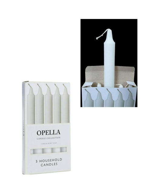 Opella Household Candles 17 cm Pack of 5 CD004 / OW5 (Parcel Rate)