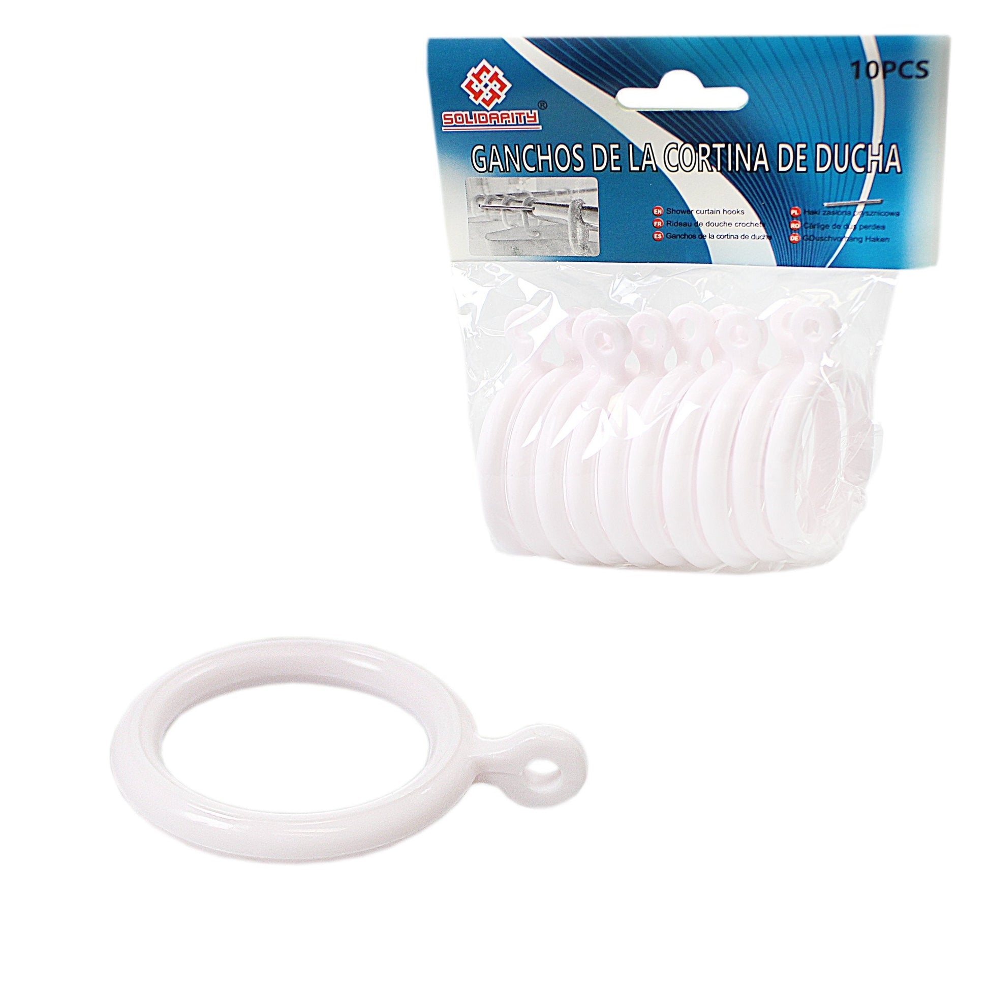 Plastic Shower Curtain Rings White Pack of 10 4778 A (Large Letter